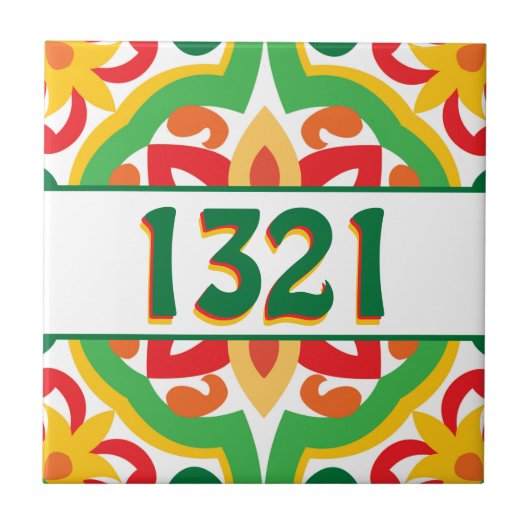 Met huisnummer Azulejos, decoratief patroon, Tegeltje (Voorkant)
