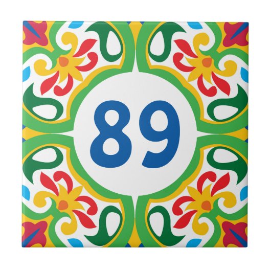Met huisnummer Azulejos, decoratief patroon, Tegeltje (Voorkant)