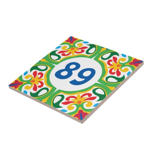 Met huisnummer Azulejos, decoratief patroon, Tegeltje (Zijkant)