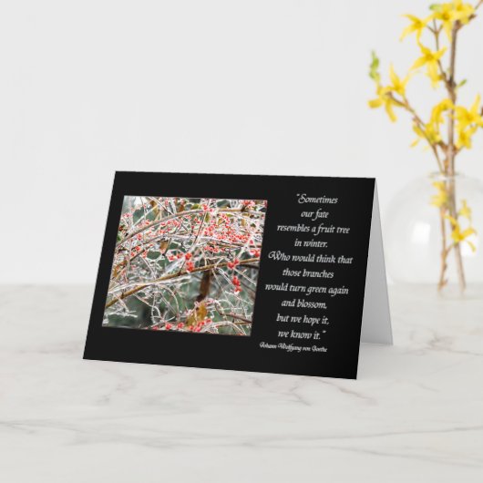 Met ijs bedekte takken en bessen Goethe lotquote Kaart (Gele Bloem)
