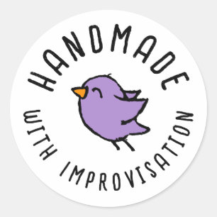 Met Improvisatie Handgemaakte Tekening van een Lie Ronde Sticker