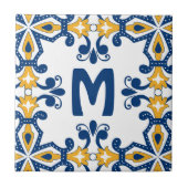 Met initiaal 💛 blauw 💙 geel Azulejos  Tegeltje (Voorkant)