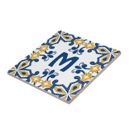 Met initiaal 💛 blauw 💙 geel Azulejos  Tegeltje