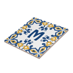 Met initiaal 💛 blauw 💙 geel Azulejos  Tegeltje