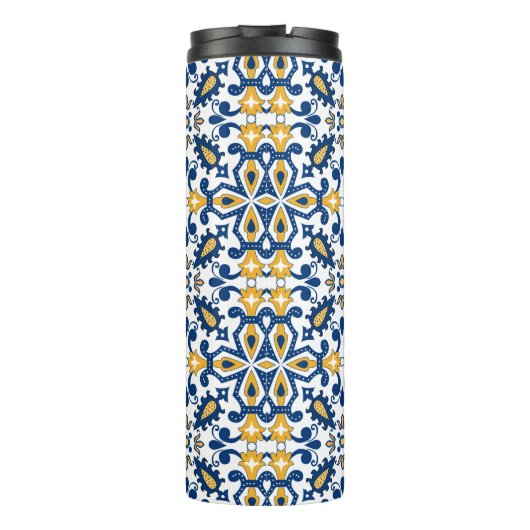 Met initiaal 💛 blauw 💙 geel Azulejos Thermosbeker (Achterkant)