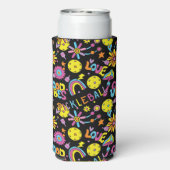 Met initiaal, Groovy, retro 90, zwarte Seltzer Ca Seltzer Blikjeskoeler (Seltzer Achterkant)