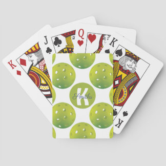 Met initiaal / naam Lime groene pickleballs patroo Pokerkaarten