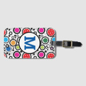 Met initiaal Patroon met Pickleballen Bagagelabel (Voorkant (horizontaal))