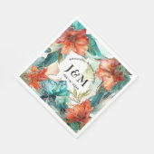 💗Met initialen Bruiloft Hibiscus Serenade Paradis Servet (Hoek)
