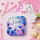 💍 met initialen Cornflowers en Lavendel Elegance Papieren Bordje (Feest)