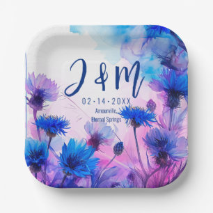 💍 met initialen Cornflowers en Lavendel Elegance Papieren Bordje