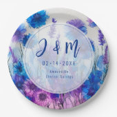 💍 met initialen Cornflowers en Lavendel Elegance Papieren Bordje (Voorkant)