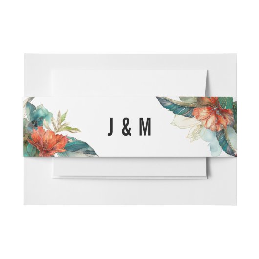 Met Initialen ✉️Hibiscus Serenade Paradise Uitnodigingen Wikkel (Voorkant Voorbeeld)