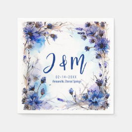 💍Met initialen Korenbloemen en Lavendel Elegantie Servet