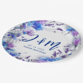 💍Met initialen Korenbloemen en Lavendel Papieren Bordje (Gekanteld)