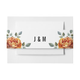 Met initialen Oranje Roos Elegantie Uitnodigingen Wikkel
