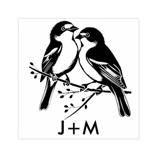 Met initialen 🌈 Regenboog Lovebirds Rubberstempel (Afrduk)
