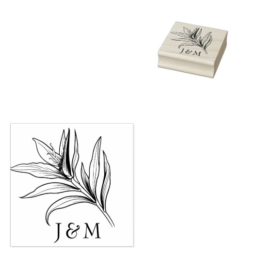 Met initialen Vogels van het Paradijs Bliss Rubberstempel (Gestempeld)