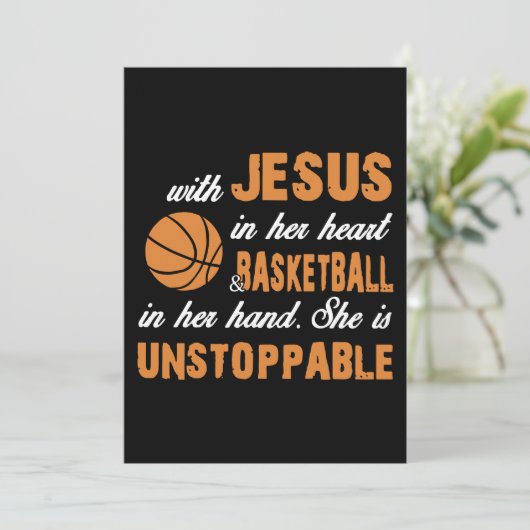met jesus in haar hart basketbal t-shirts (Staand voorkant)