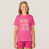 Met Jezus in haar hart een Violin Hand Music Klass T-shirt (Voorkant volledig)