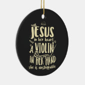Met Jezus in haar hart een viool in haar hand Keramisch Ornament (Rechts)