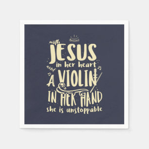 Met Jezus in haar hart een viool in haar hand Servet