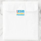 Met Jezus is alles mogelijk Ronde Sticker (Tas)