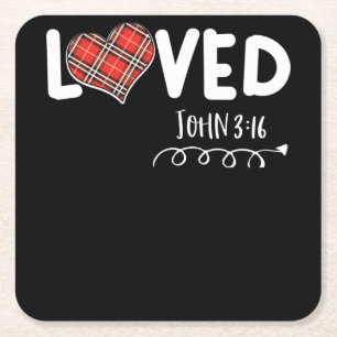 Met John 3 16 Red Pset Heart Christelijke Valentin Kartonnen Onderzetters