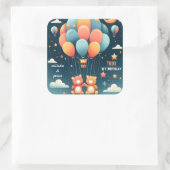 Met joint beer Hete Luchtballon Twins 1e Verjaarda Vierkante Sticker (Tas)