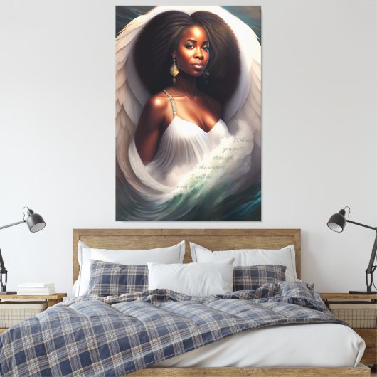Met jou Afro-Amerikaanse engel Schrift Canvas Afdruk (Insitu (Slaapkamer))
