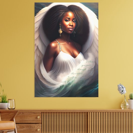 Met jou Afro-Amerikaanse engel Schrift Canvas Afdruk (Insitu (Woonkamer))