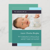 Met Joy Blauwgroen/Aqua · Baby Aankondiging (Voorkant / Achterkant)