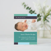 Met Joy Blauwgroen/Aqua · Baby Aankondiging (Staand voorkant)