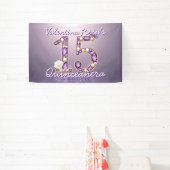 Met juwelen bezette Amethyst & Parel Witte Roos Qu Spandoek (Insitu)