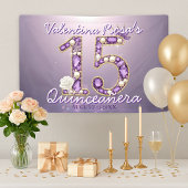 Met juwelen bezette Amethyst & Parel Witte Roos Qu Spandoek