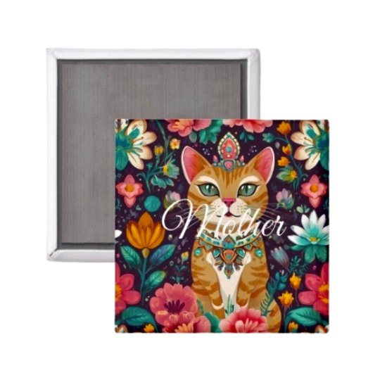 Met juwelen gekroonde kat magneet
