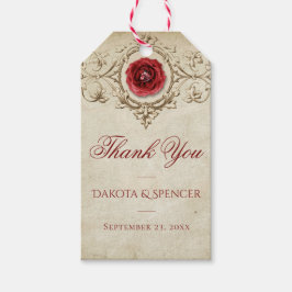 met juwelen getooid Roos | Crimson Grunge Bedankt Cadeaulabel