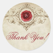 met juwelen getooid Roos |  Crimson Grunge Bedankt Ronde Sticker (Voorkant)