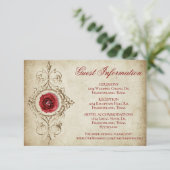 met juwelen getooid Roos | Crimson Grunge Gasteng Informatiekaartje (Staand voorkant)