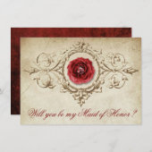 met juwelen getooid Roos |  Crimson Maid of Honor  Kaart (Voorkant / Achterkant)