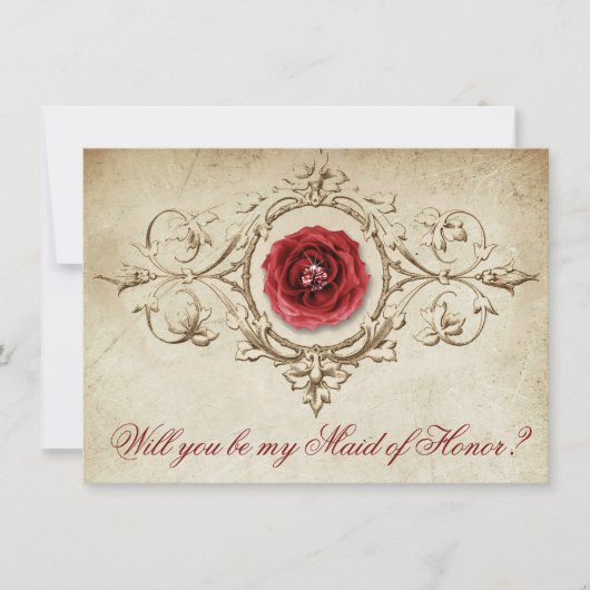 met juwelen getooid Roos |  Crimson Maid of Honor  Kaart (Voorkant)
