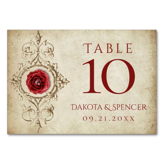 met juwelen getooid Roos |  Crimson Red Gem Grunge Kaart (Voorkant)