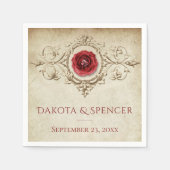 met juwelen getooid Roos |  Crimson Red Gem Grunge Servet (Voorkant)