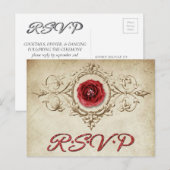 met juwelen getooid Roos |  Crimson Red Gem Grunge Uitnodiging Briefkaart (Voorkant / Achterkant)