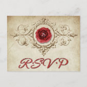 met juwelen getooid Roos |  Crimson Red Gem Grunge Uitnodiging Briefkaart (Voorkant)