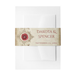 met juwelen getooid Roos | Crimson Red Gem Grunge Uitnodigingen Wikkel