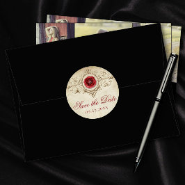 met juwelen getooid Roos | Crimson Red Save the D Ronde Sticker