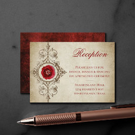 met juwelen getooid Roos | Grunge Crimson Recepti Informatiekaartje