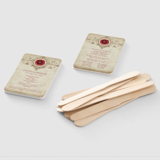 met juwelen getooid Roos |  Grunge Crimson Red-pro Handwaaier (Niet-gemonteerd)