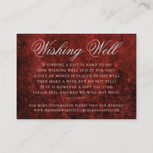 met juwelen getooid Roos | Grunge Crimson Wishing Informatiekaartje (Achterkant)